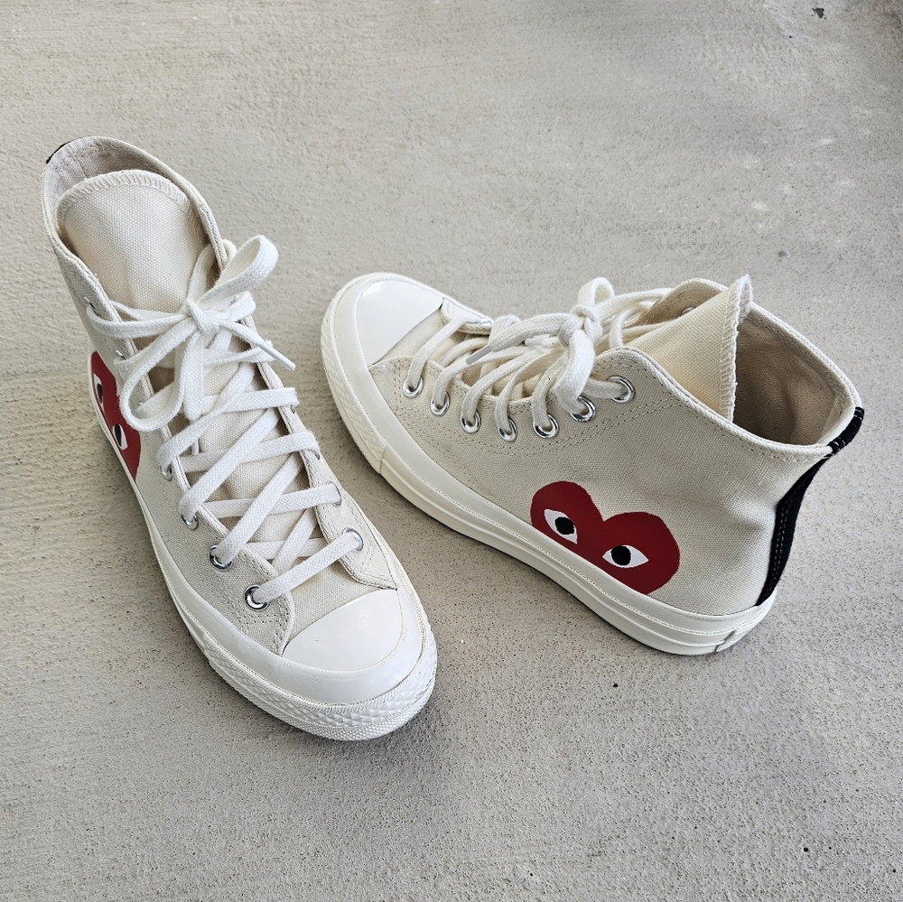 Comme des Garcons PLAY Cream Red Sneakers - Picture 13 of 16